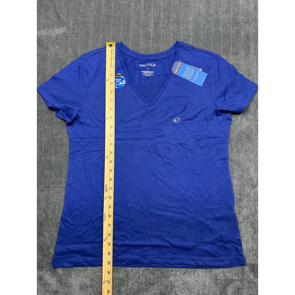 Nautica Mens Sustainably Crafted Super Soft V-Neck T-Shirt Marina Blue Large NEW - Picture 4 of 10